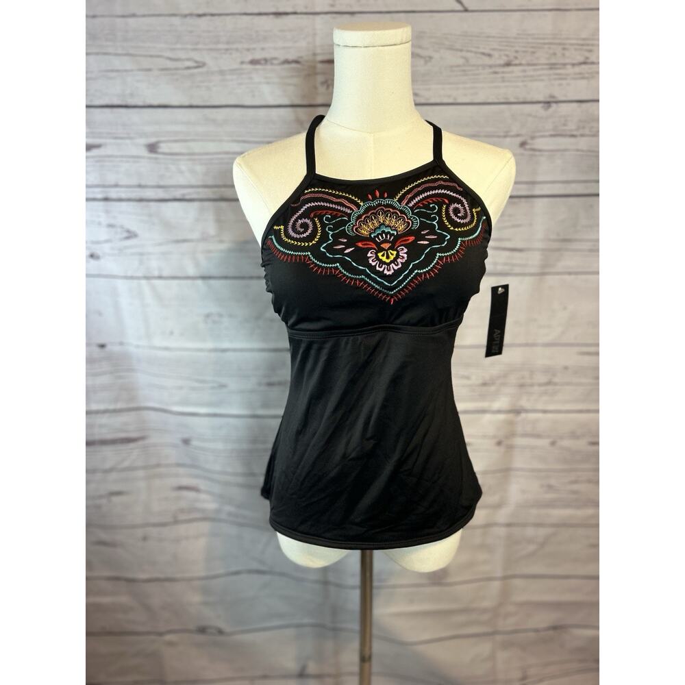Apt. 9 Embroidered Boho Aztec Multicolor Swim Top NWT Size Medium Cross Back